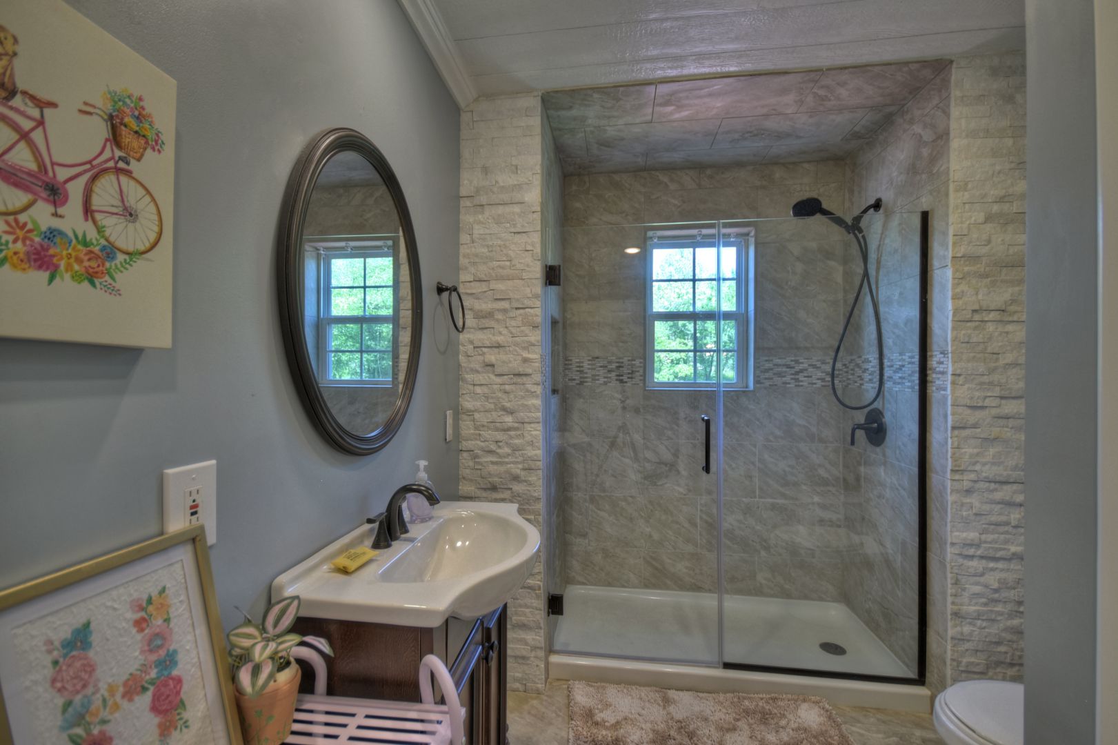 Stone shower bathroom